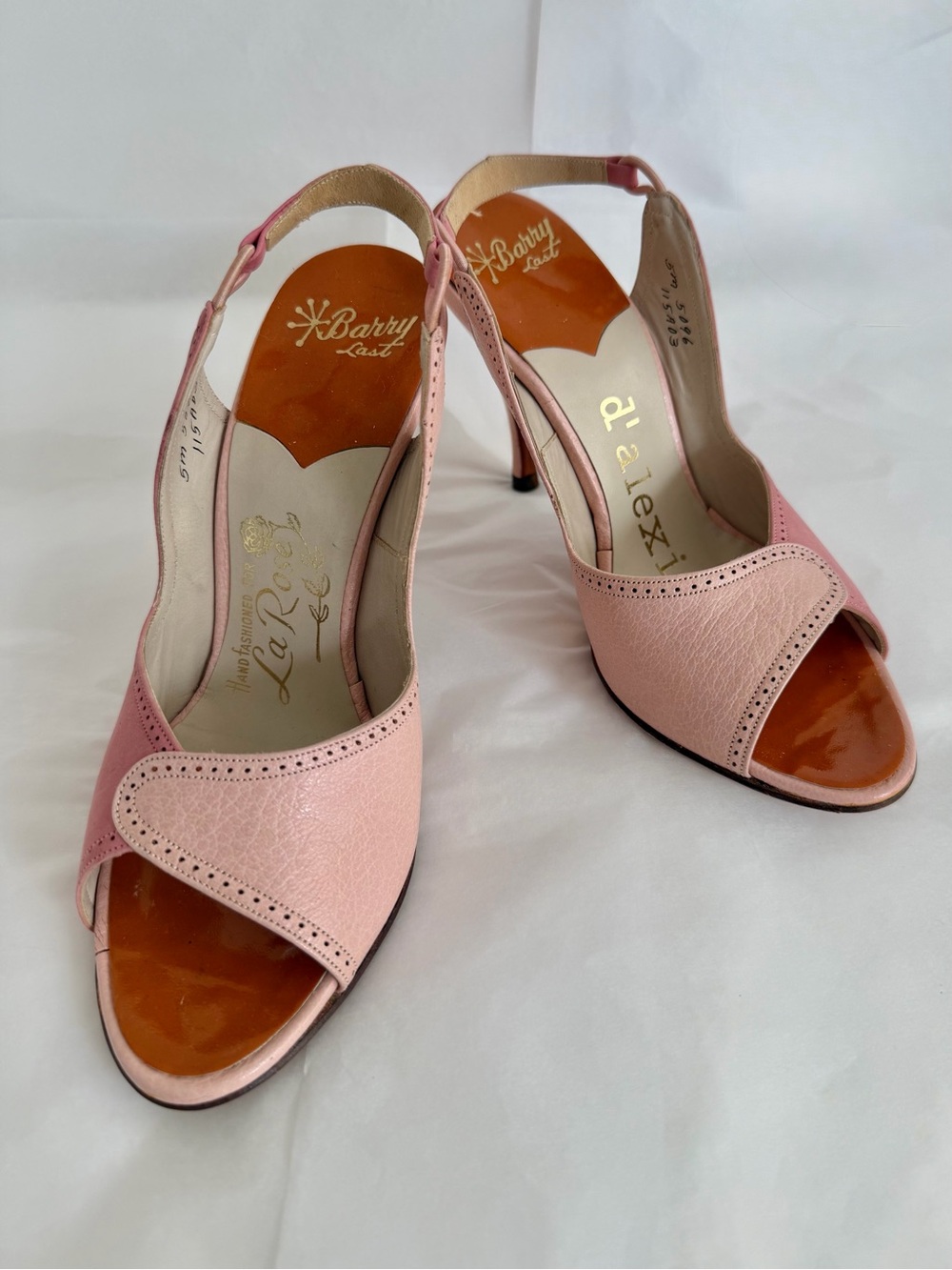Vtg Joseph LaRose Two-toned Pink Slingback Peep-Toe Heels NWOT Never Worn 5M